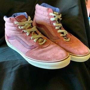 Vans mid top pink and gray with polka dots used still in very good shape
